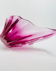 1970s JAPANESE HINERI PINK OMBRE GLASS TWIST BOWL