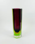 XL 1950s PINK PURPLE GREEN MURANO SOMMERSO FACETED GLASS BLOCK VASE
