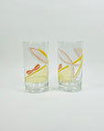 1970s LAMINATED PINK YELLOW BOW GLASS TUMBLERS
