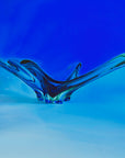 X-LARGE 1940s URANIUM MURANO BLUE SOMMERSO GLASS BOWL