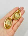 1980s STATEMENT HALO PEARL BUTTON CLIP ON EARRINGS