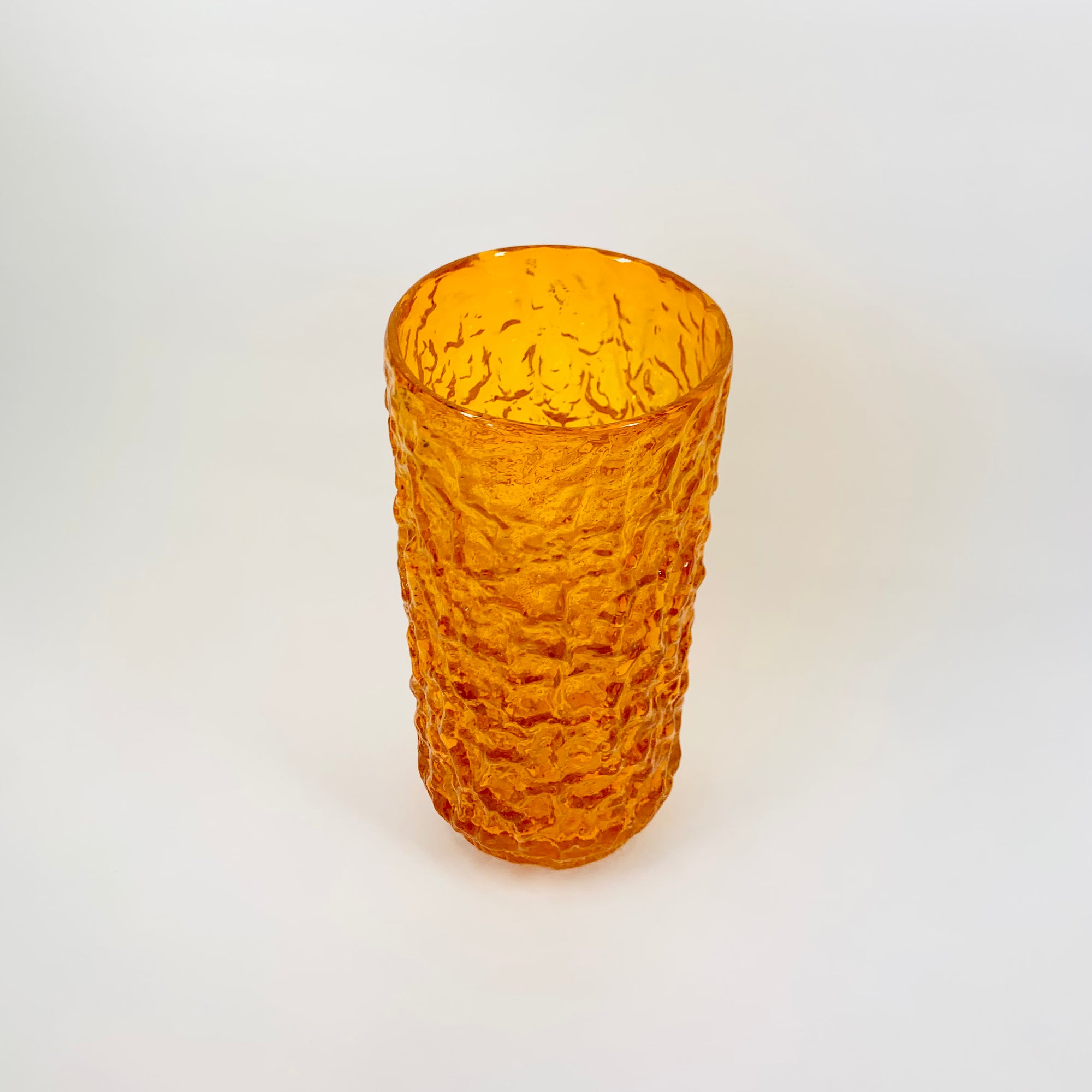 WHITEFRIARS ORANGE BARK GLASS VASE