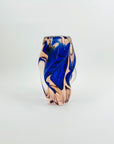 1960s CZECH PINK COBALT BLUE TWIST SOMMERSO GLASS POSY VASE BY JOSEF HOSPODKA