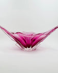 1970s JAPANESE HINERI PINK OMBRE GLASS TWIST BOWL
