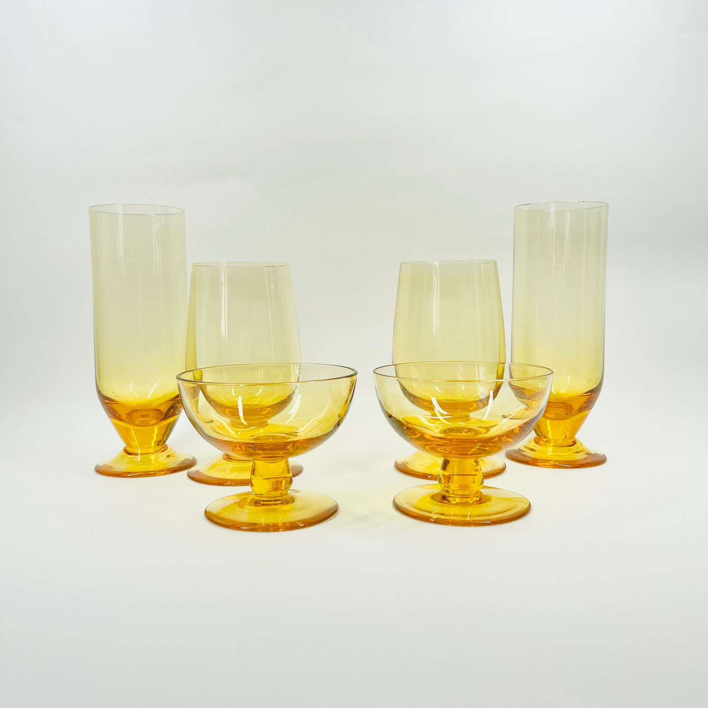 1950s STUART AMBER CRYSTAL FOOTED HIGHBALL