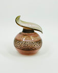 ANTIQUE FRENCH ART NOUVEAU FISSURE GLASS MINI VASE WITH GOLD GILDING