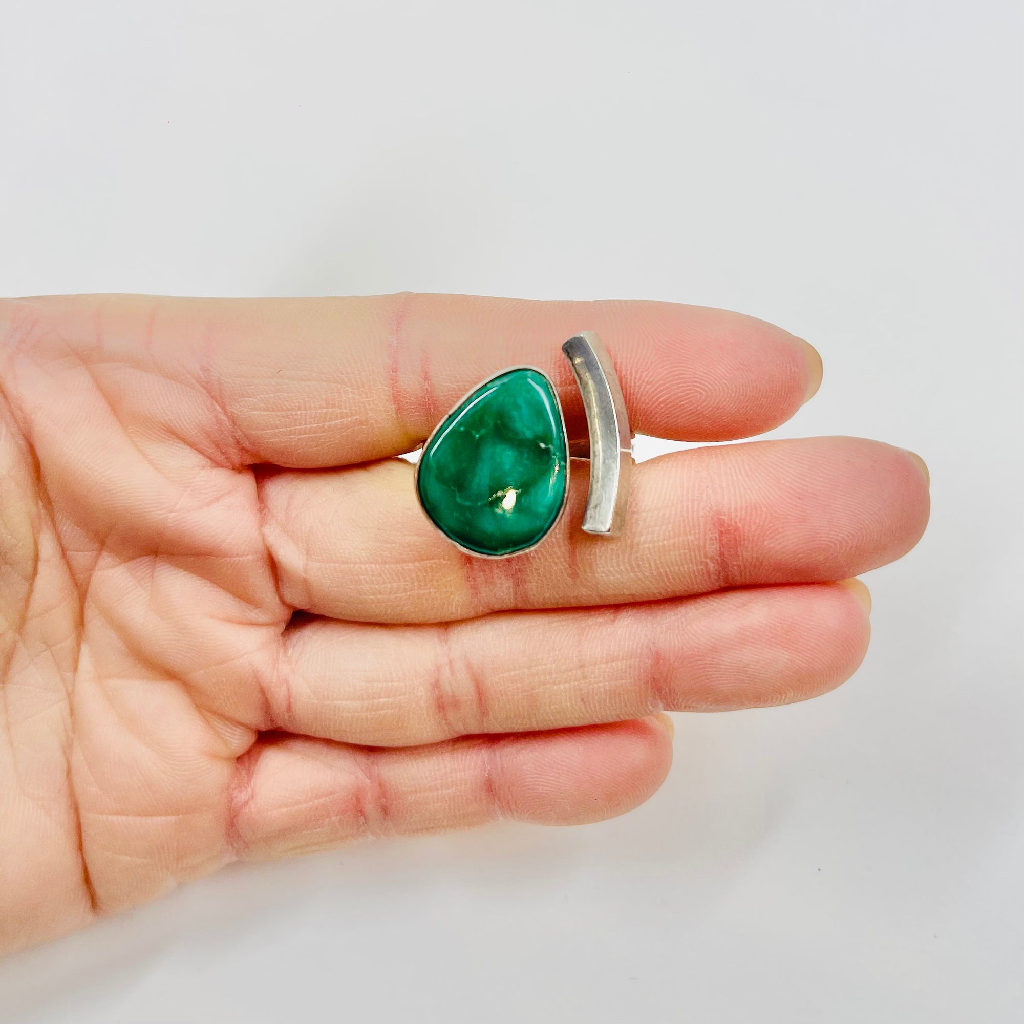 1950s DANISH BRUTALIST TOI ET MOI TURQUOISE SILVER RING