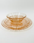 ANTIQUE DEPRESSION PINK PRESSED GLASS PLATE/BOWL/DINNER SERVICE