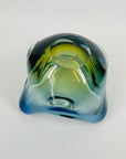 MCM BLUE GREEN MURANO SOMMERSO PINCHED GLASS BOWL/ASHTRAY