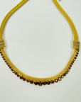1950s CORO MESH AMBER BEADS DOUBLE KNOTS COLLAR NECKLACE