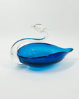 1970s JAPANESE BLUE GLASS SWAN PIN DISH