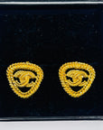 2008 CHANEL CC LOGO TWIST ROPE TRIANGLE CLIP ON EARRINGS