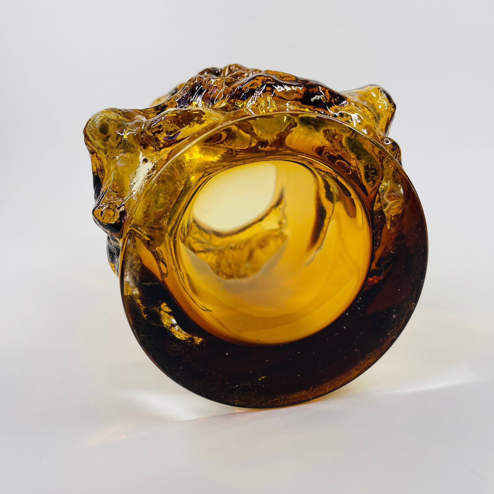 1970s FINNISH PETAJA AMBER GLASS VASE