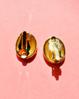1960s OVAL BUTTON CLIP ON EARRINGS WITH DIAMANTE