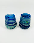 VINTAGE MURANO TIE DYE SATIN TUMBLER GLASSES