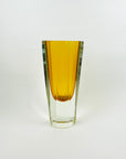 XL 1960s GOLD AMBER MURANO SOMMERSO FACETED GLASS BLOCK VASE