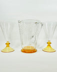 ANTIQUE STUART AMBER ETCHED CRYSTAL JUG SET