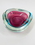 1960s PINK TURQUOISE SOMMERSO FACETED GEODE GLASS BOWL