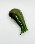 1960s MURANO DARK GREEN AMBER SOMMERSO GLASS SWUNG VASE