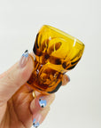 ANTIQUE ART DECO CUT AMBER CRYSTAL SHOT GLASSES