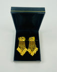 1996 CHANEL CC LOGO CHAIN LETTERS TASSELS DROP CLIP ON EARRINGS