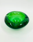 1940s GREEN MURANO URANIUM SOMMERSO GLASS BOWL/ASHTRAY