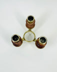 1960s SCANDINAVIAN WOOD BRASS CANDLE HOLDER