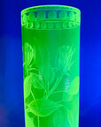 ANTIQUE URANIUM ETCHED GLASS VASE BY MOSER