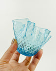 1940s MURANO MINI BLUE HANDKERCHIEF VASE WITH GOLD AVENTURINE