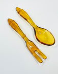 ANTIQUE ART DECO AMBER BOWL WITH MATCHING SERVERY