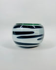 80s MOUTH BLOWN BLUE GREEN GLASS BOWL/VASE