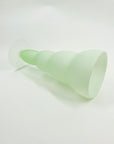 1960s JAPANESE LIME GREEN SATIN GLASS FOOTED HOOP VASE