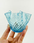 1940s MURANO MINI BLUE HANDKERCHIEF VASE WITH GOLD AVENTURINE