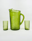 1970s ANCHOR HOCKING GREEN BARK GLASS TUMBLERS
