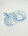 ANTIQUE ART DECO BLUE SATIN GLASS LIDDED BOX