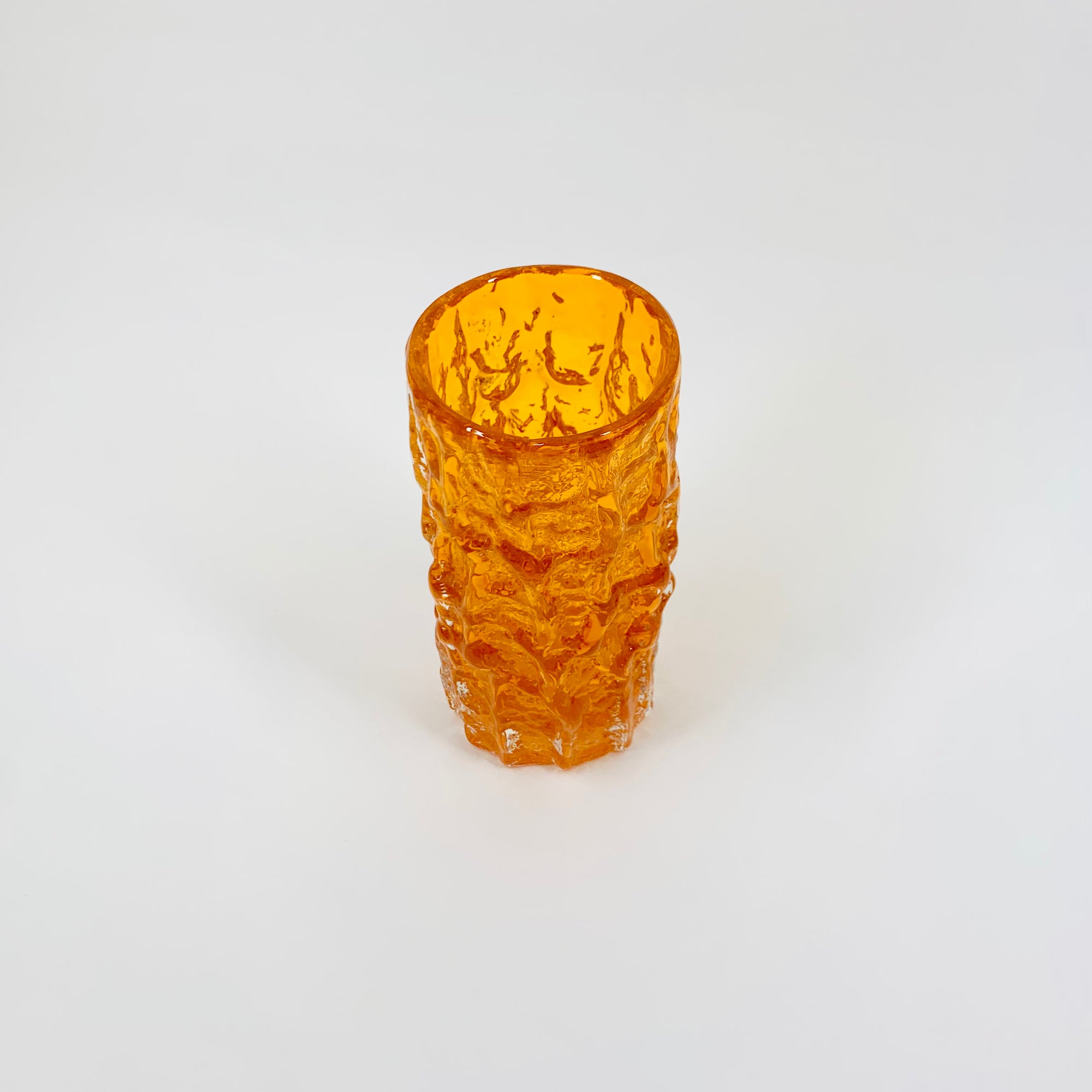 WHITEFRIARS ORANGE BARK GLASS VASE