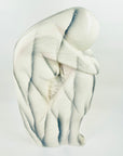 1980s LARGE HAND PAINTED PORCELAIN SCULPTURE OF A FEMALE THINKER