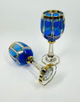1930s MOSER GILT GOLD ENAMELED COBALT BLUE GLASS GOBLETS