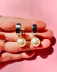 1960s COSTUME SILVER PEARL DROP CLIP ON EARRINGS