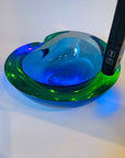 1950s GREEN BLUE MURANO URANIUM SOMMERSO GLASS BOWL/ASHTRAY