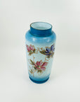ANTIQUE VICTORIAN HAND PAINTED BLUE MILK GLASS VASE