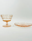 ANTIQUE DEPRESSION PINK PRESSED GLASS PLATE/BOWL/DINNER SERVICE
