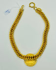 1995 CHANEL LOGO MEDALLION GOLD PLATED NECKLACE