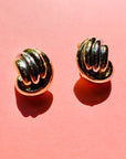 1980s 2 TONE RIBBED KNOT EARRINGS