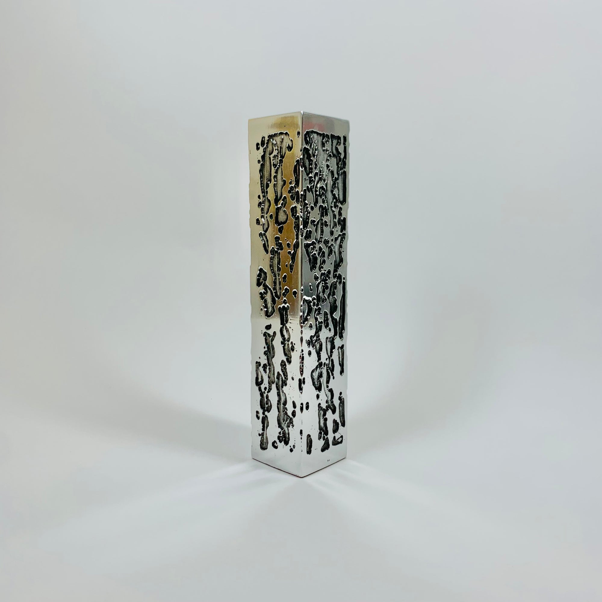 MCM WEST GERMAN BRUTALIST STAINLESS STEEL TUBE VASE