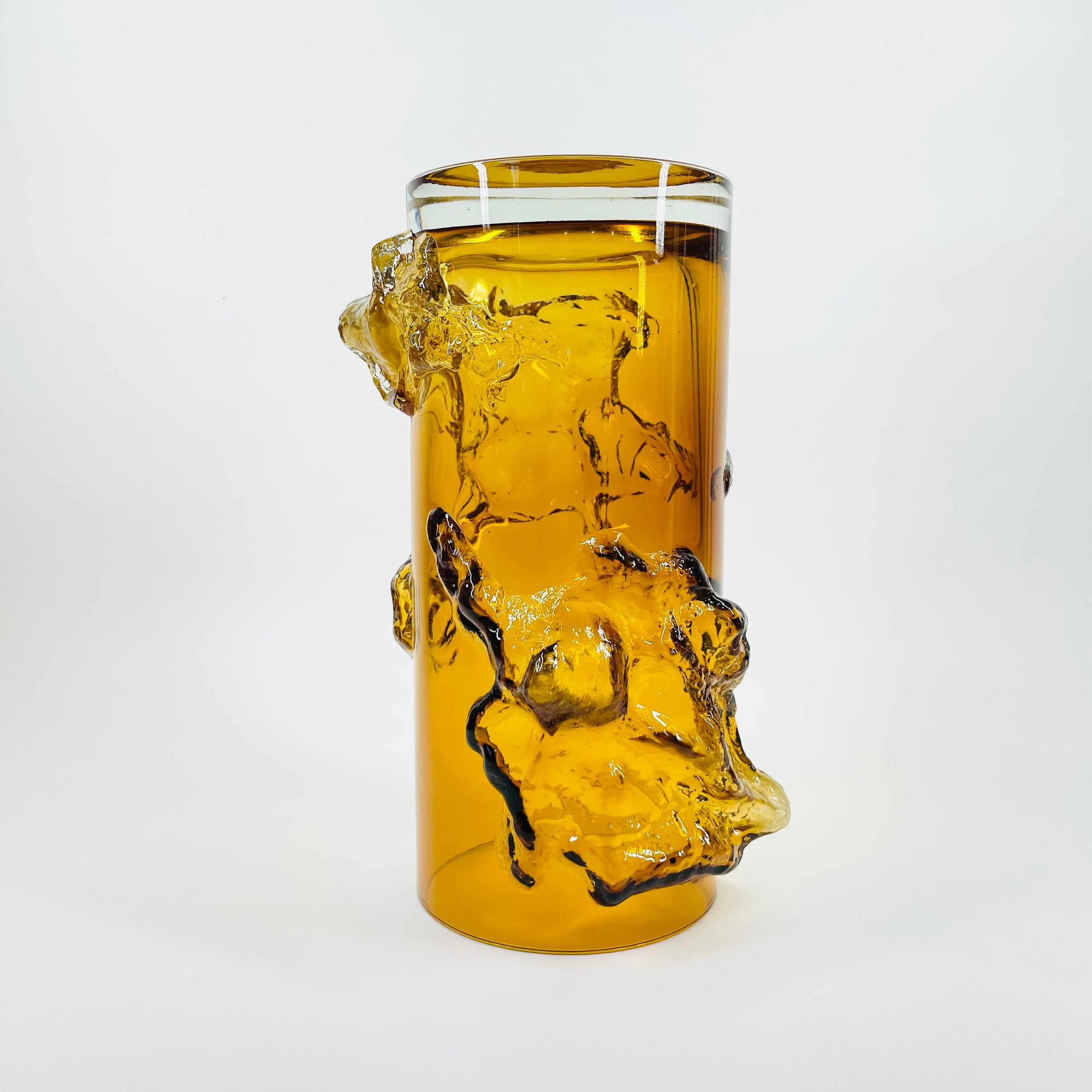 1970s FINNISH PETAJA AMBER GLASS VASE