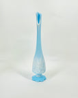 1950s FENTON CABBAGE ROSE BLUE SLAG MILK GLASS POSY VASE