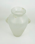 ANTIQUE MURANO SCAVO WHITE ACID GLASS AMPHORA VASE WITH HANDLES