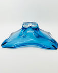 LARGE 1970s JAPANESE TURQUOISE BLUE SOMMERSO GLASS SQUARE BOWL