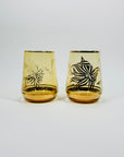 50s AMBER GOLD FLORAL GILDED GLASSES